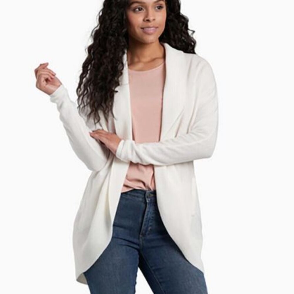 KÜHL Geneva™ Long Cardigan Women’s Medium White Open Front EUC